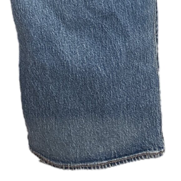 Levis 501 Button Fly Jeans Mens W44 L32 Blue Denim Straight Leg Classic Med Wash - Picture 13 of 16